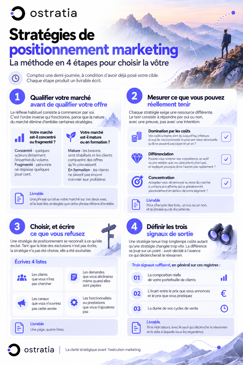 Quatre étapes pour choisir sa stratégie de positionnement marketing avec Ostratia